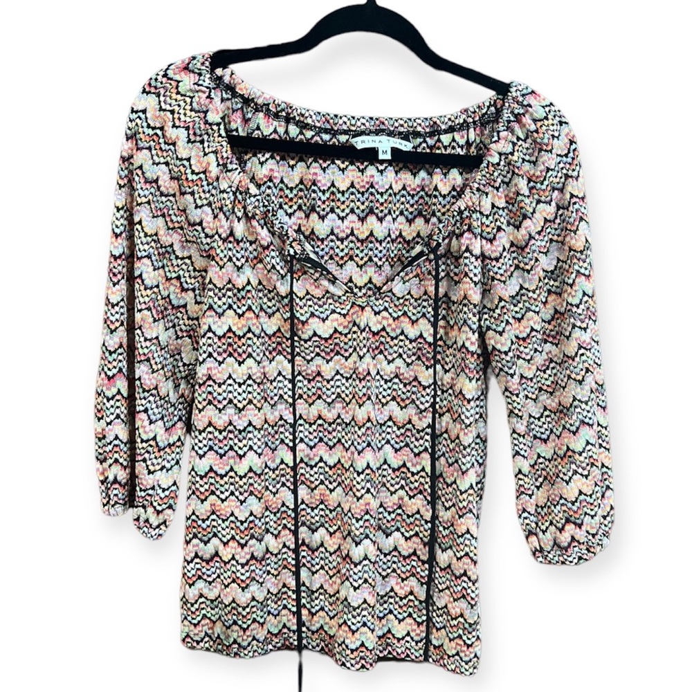 Trina Trunk Size Medium Knit Peasant Blouse